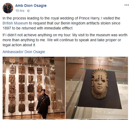 Nigerian Man Visits British Museum, Spots Stolen Benin Kingdom Artifacts (Photos)