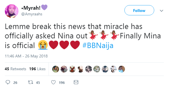 Check Out What Fans Are Saying About Miracle And Nina's Relationship