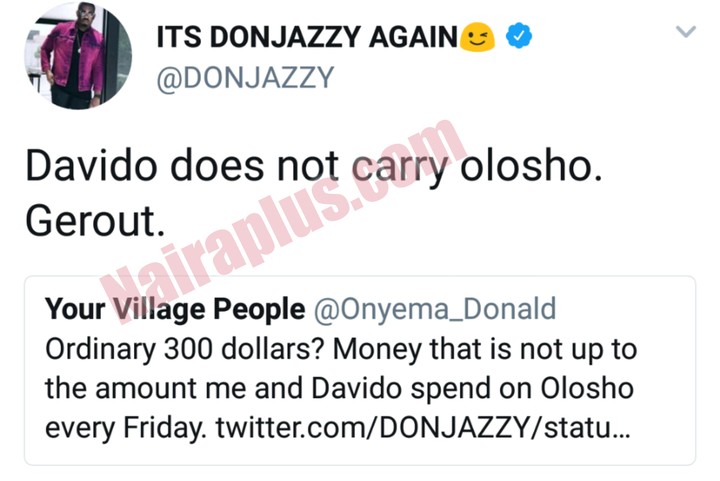 'Davido Does Not Carry Olosho' - Don Jazzy Defends him on Twitter