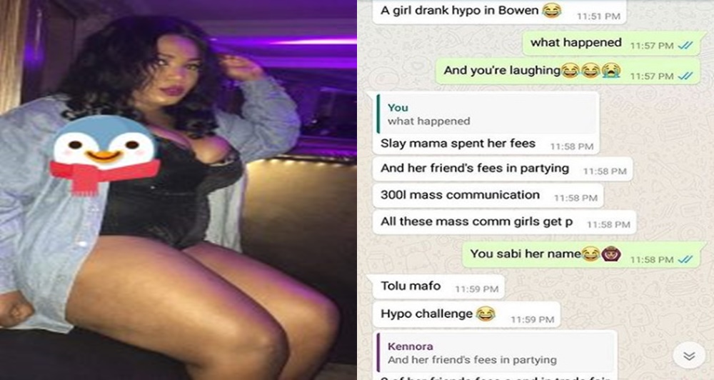 Bowen University Slay Queen Attempts Suicide By Drinking Hypo After Spending Her Friend's School Fees Partying