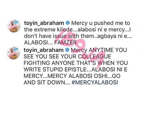 'You're a big for nothing hypocrite' - Actress Toyin Abraham blasts Mercy Aigbe