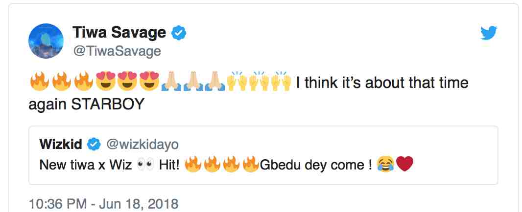 Tiwa Savage and Wizkid plan new collabo; singles set to drop.