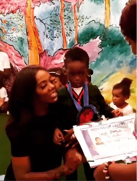 Tiwa Savage's son, Jamil graduates from Kindergarten (Photos/Video)