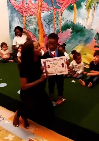 Tiwa Savage's son, Jamil graduates from Kindergarten (Photos/Video)