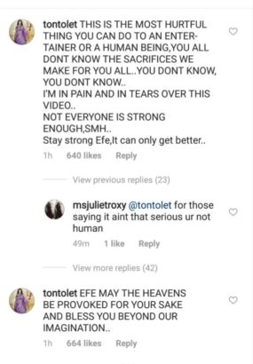 Tonto Dikeh calls out man who shared a video of himself crushing Efe's album like an empty soda can