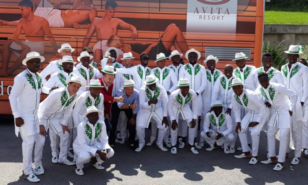 Super Eagles en route to Russia rocking matching green and white regalia