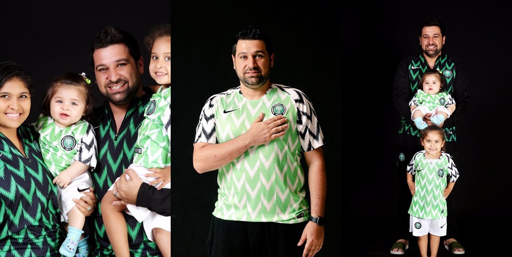 Check Out These Lovely Photos of Oyinbo Couple & Their Kids Rocking The Super Eagles Kits
