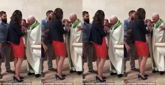 Angry Priest Hits Baby For Crying During Baptism