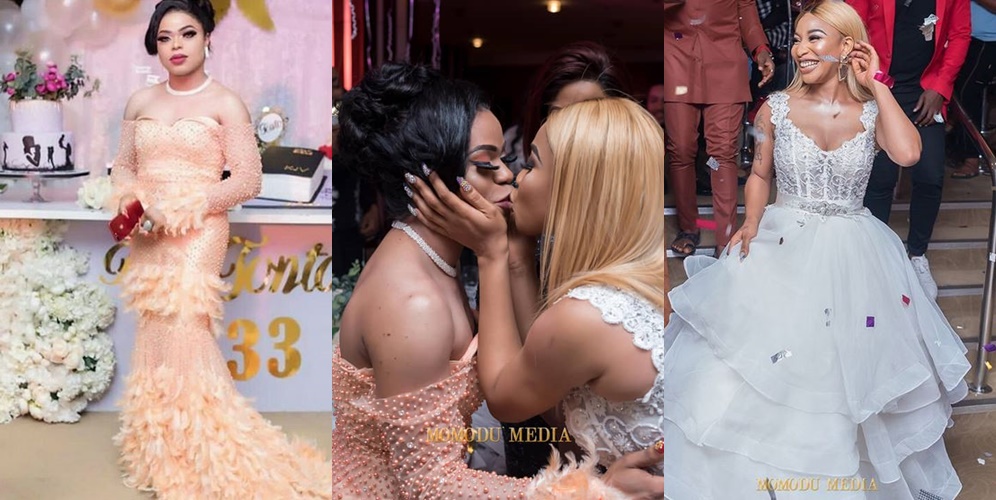 "This is Lesbianism" - Bobrisky, others react to viral Kissing photo with Tonto Dikeh