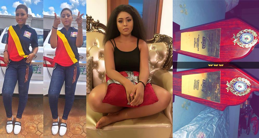 Beauty and Brains: Actress, Regina Daniels bags two awards at Igbinedion University