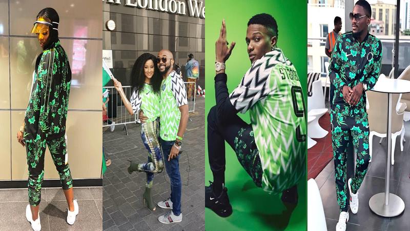 Checkout these adorable Photos of your Favourite celebrities rocking Nigeria's World Cup Kit