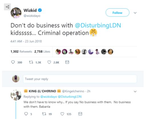 Wizkid calls out his management company,'Disturbing London'