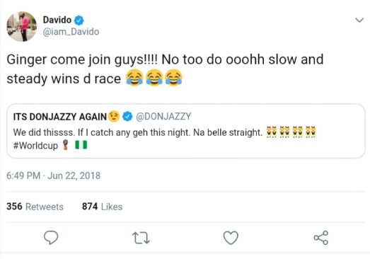 Davido reacts to Don Jazzy's impregnating a girl Twitter post