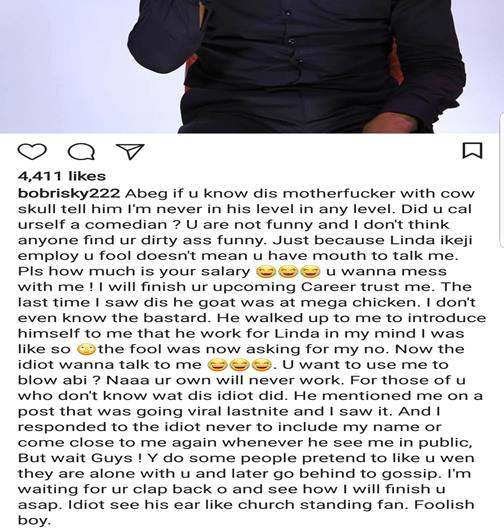 Round 2!... Bobrisky hits back at TV host, Hero Daniel; Says he is not on his level