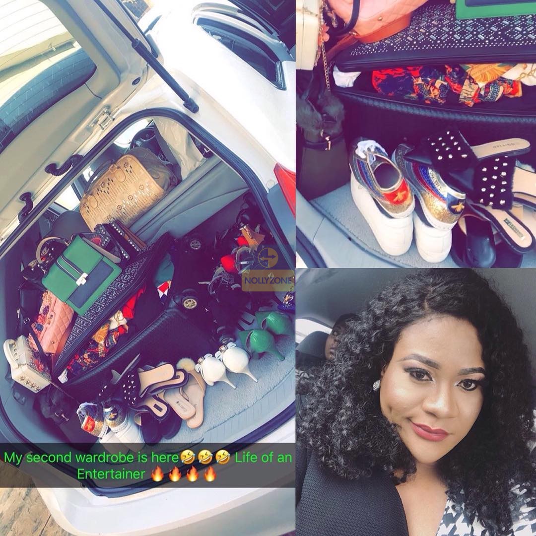 Actress Nkechi Blessing Turns Brand New Car Into Closet