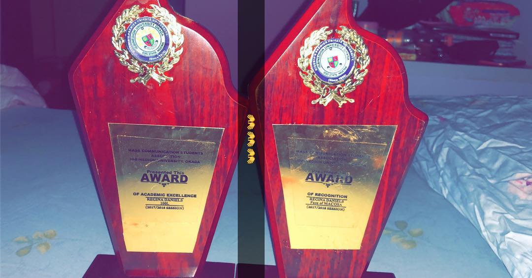 Beauty and Brains: Actress, Regina Daniels bags two awards at Igbinedion University