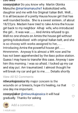 Cossy Ojiakor reveals that her married neighbor who beat her and his wife did it for his 'pretty Hausa house girl'