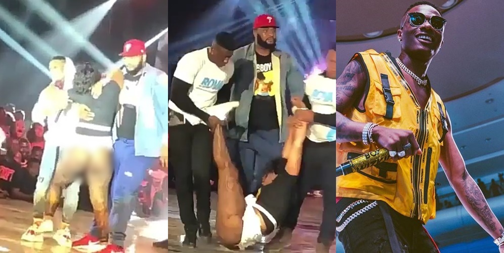 Lady Faints On Stage After Hugging Wizkid In Ghana (Photos)