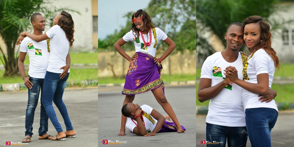 Man Stares Under His Fiancee's Legs As She Opens Them Wide In Pre-wedding Shoot