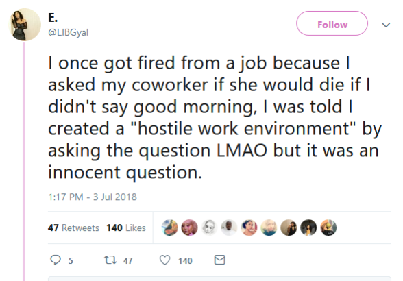 Nigerian lady fired from work for not saying good morning