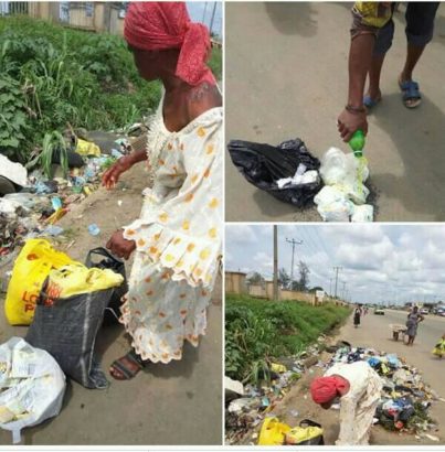 Lady nabbed collecting used sanitary pads, pampers in Owerri (Photos)