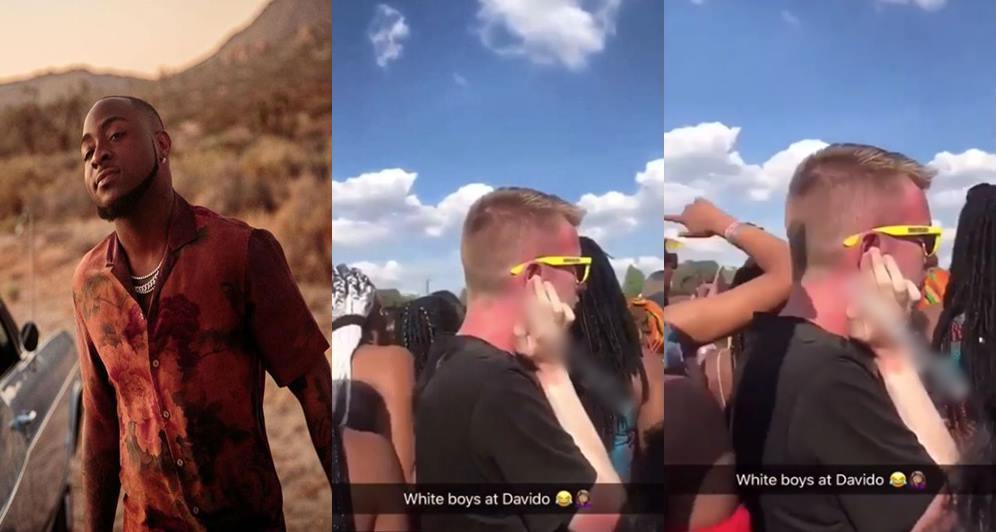 White man blocks his ears during Davido's performance at the Wireless Festival in U.K (Video)