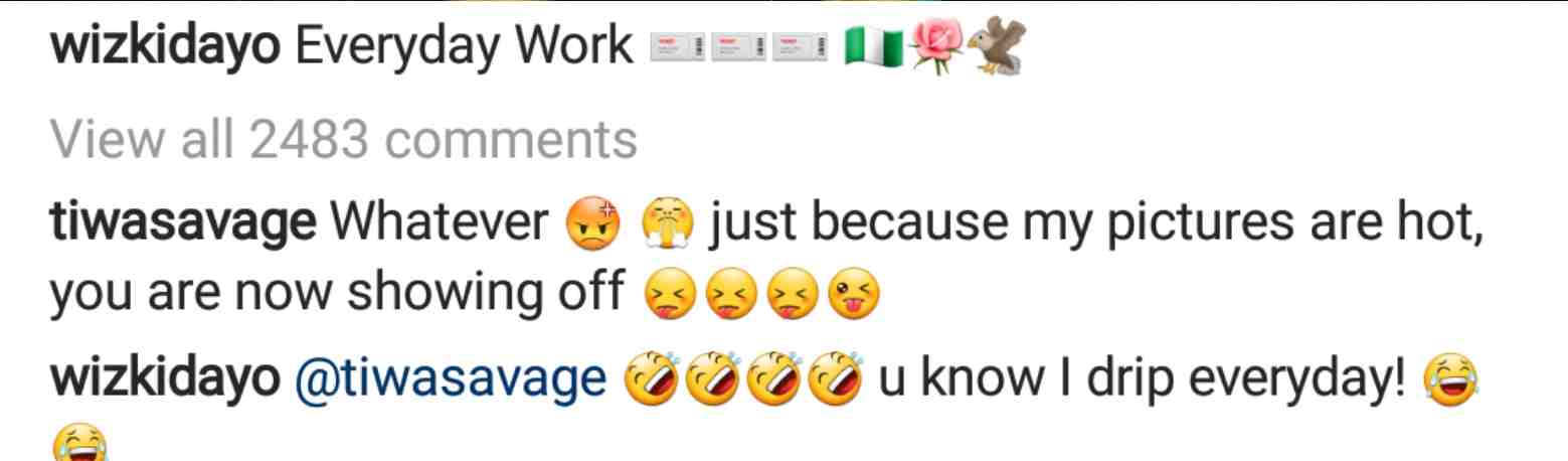 Wizkid and Tiwa Savage banter over who looks 'hot'