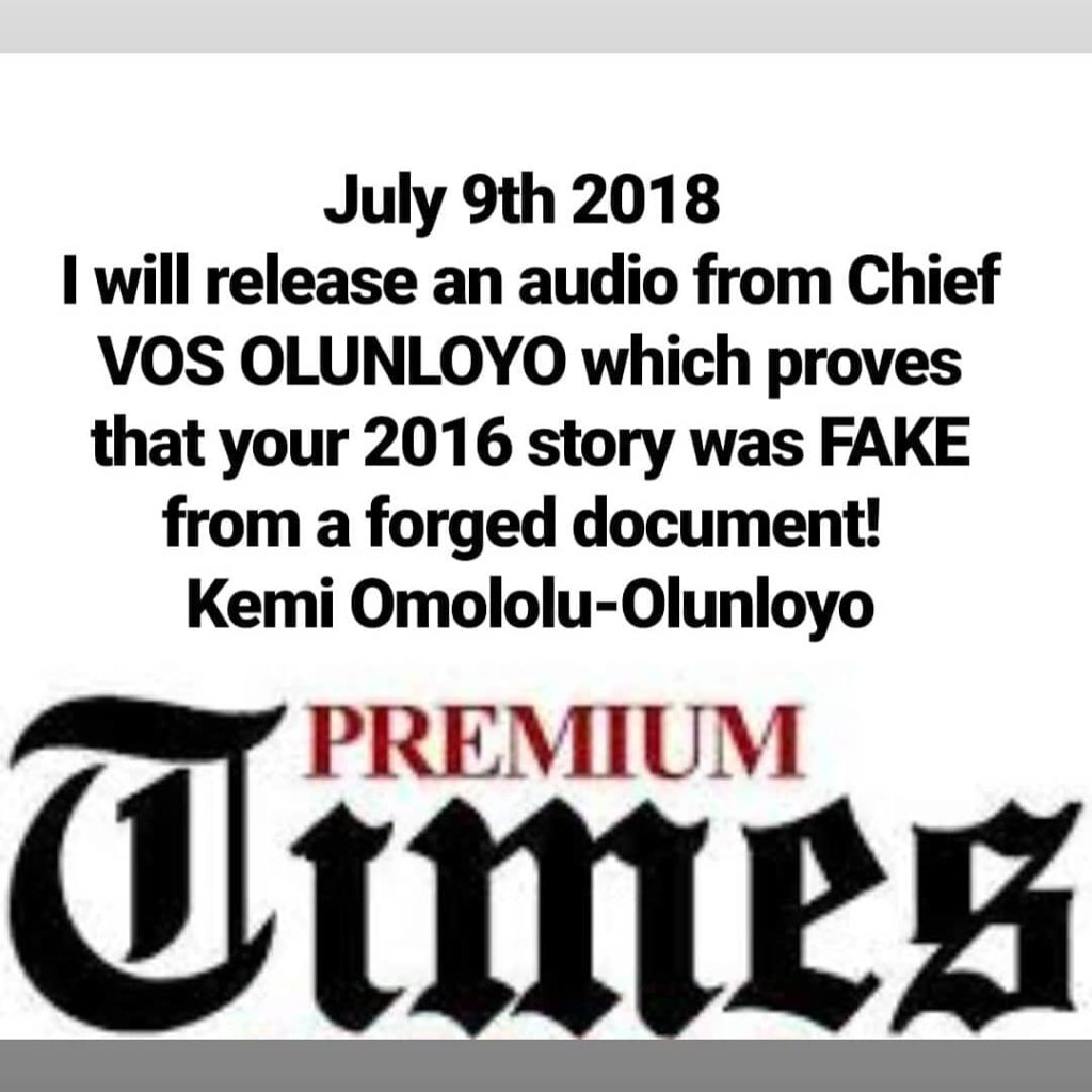 Kemi Olunloyo to sue Premium Times for N5billion over fake news
