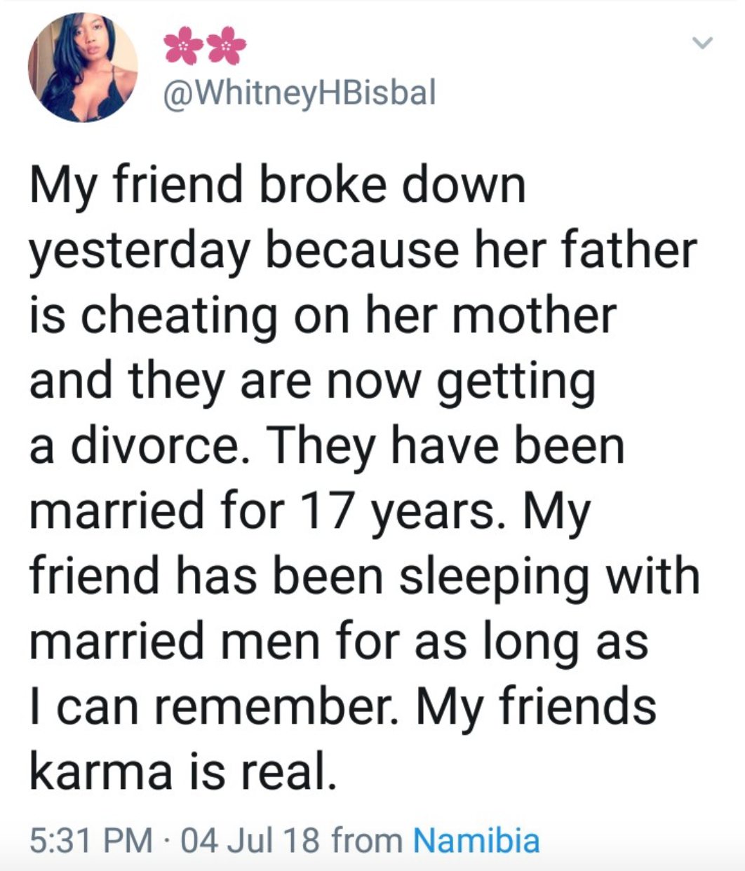 Small Girl, Bigger God: Lady Who Sleeps With Married Men, Gets Heartbroken As Her Dad Cheats On Her Mum