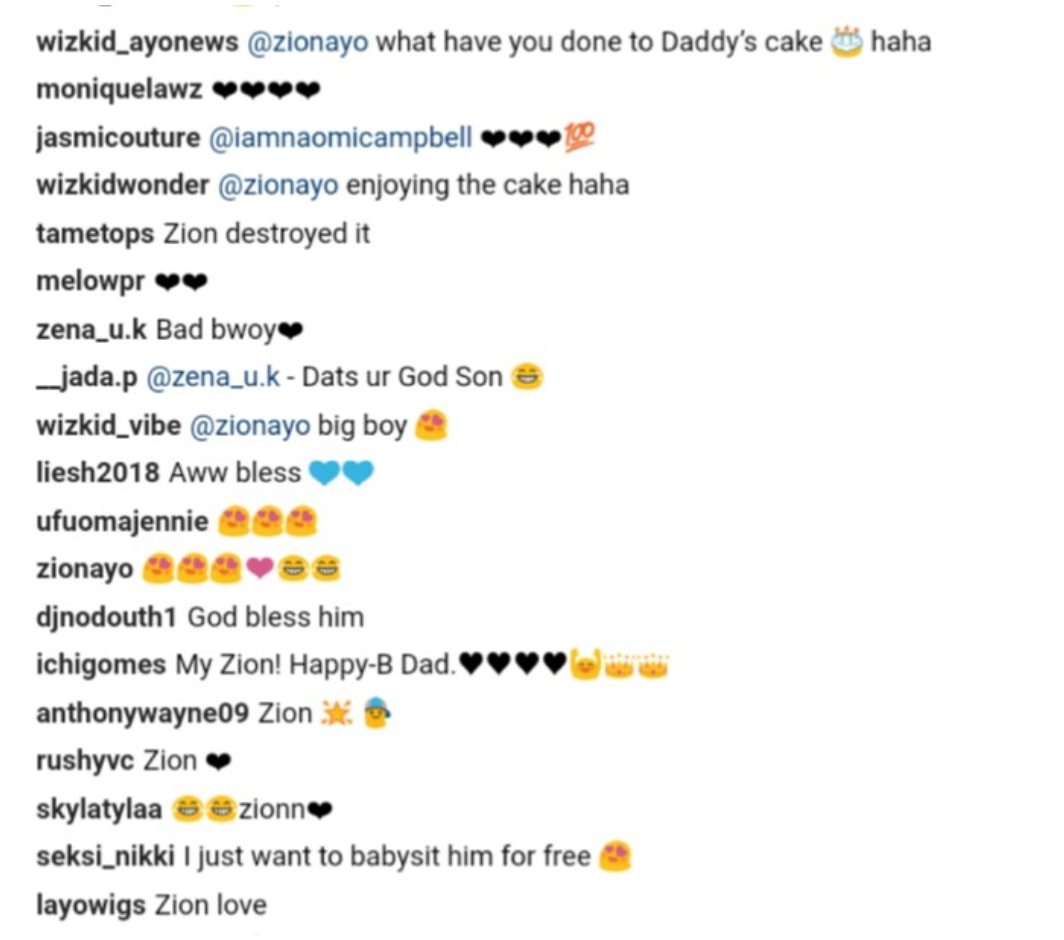 Fans React To Wizkid's Son Destroying The Cake Naomi Campbell Gave To Wizkid On His Birthday