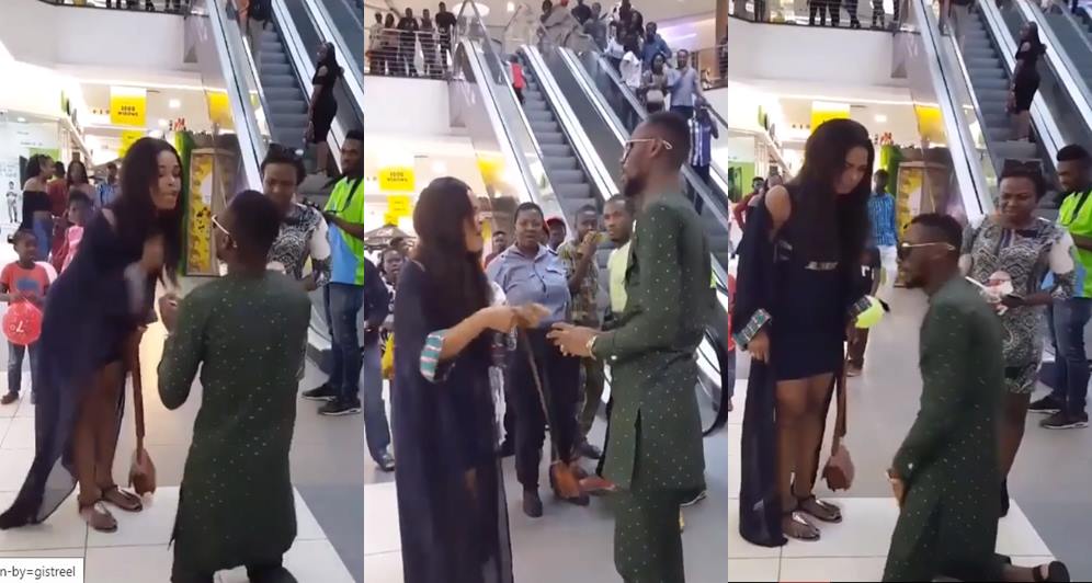 Nigerian Man Proposes To His Girlfriend In Public And Receives A Dirty Slap (Video)