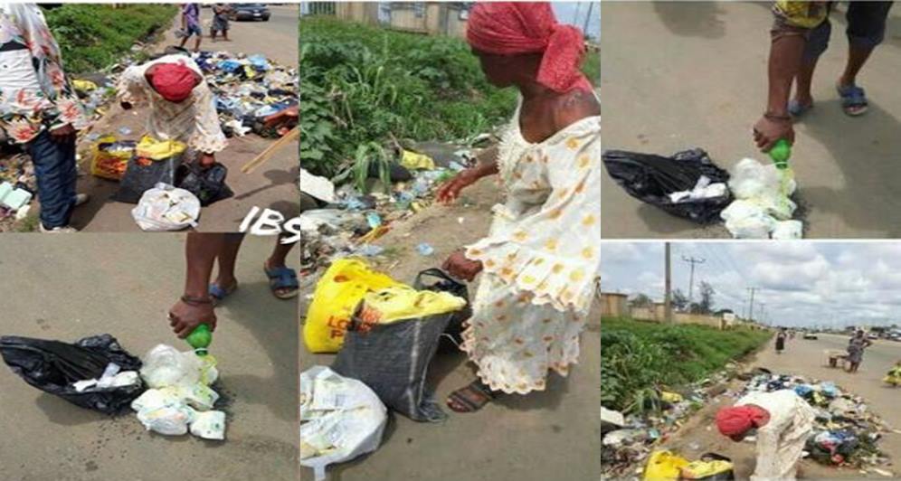 Lady nabbed collecting used sanitary pads, pampers in Owerri (Photos)