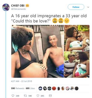 Check out these loved up photos of a 16-yr-old boy and his pregnant 33-yr-old lover