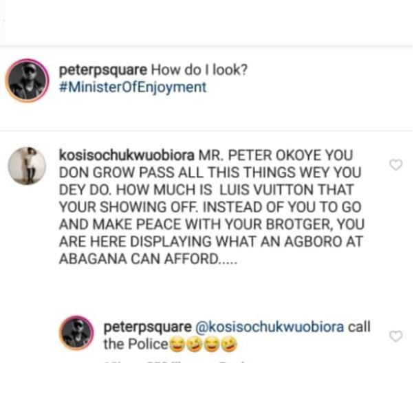 Peter Okoye replies a troll who criticized him for showing off Louis Vuitton