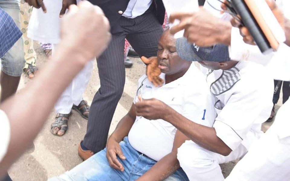 Fayose collapses after policemen fired tear gas at him (Photos)