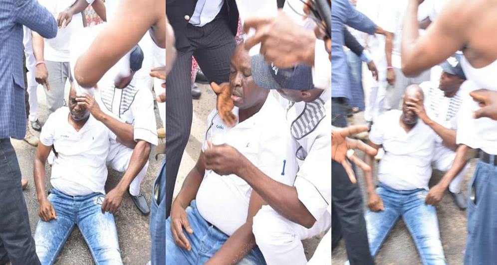 Fayose collapses after policemen fired tear gas at him (Photos)