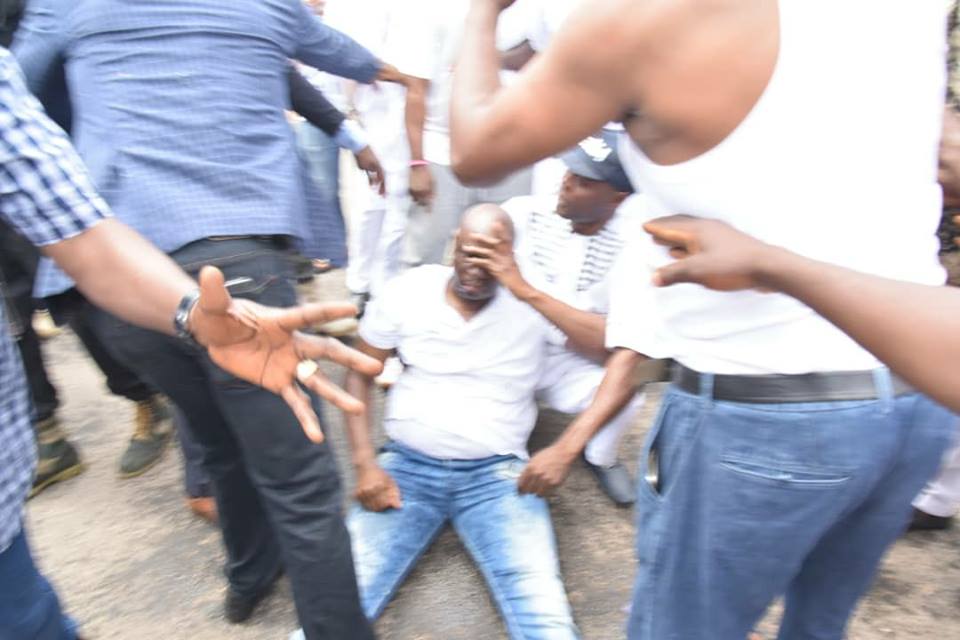 Fayose collapses after policemen fired tear gas at him (Photos)