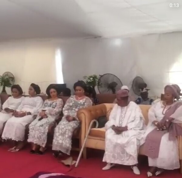 Alaafin of Oyo spotted with his wives at daughter's Royal wedding (photos)