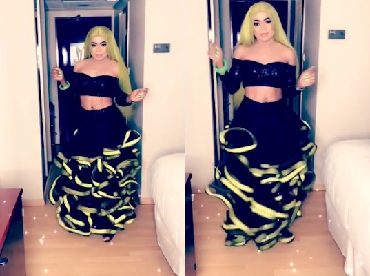 Bobrisky's Outfit To Halima Abubakar's 'Blood battle' Movie Premiere