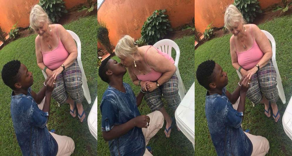 Young Nigerian man proposes to his older oyinbo lover (Photos)