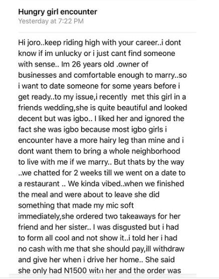 My Romantic Date With A Hungry Girl - Man Recounts