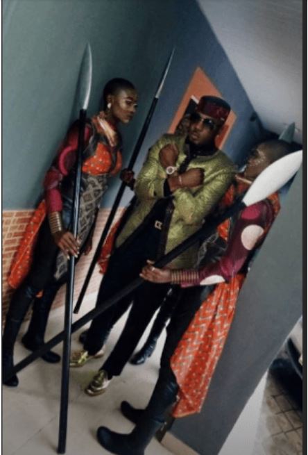 Lagos socialite, Pretty Mike storms DJ Consequence's wedding with his wakanda princesses (Photos)
