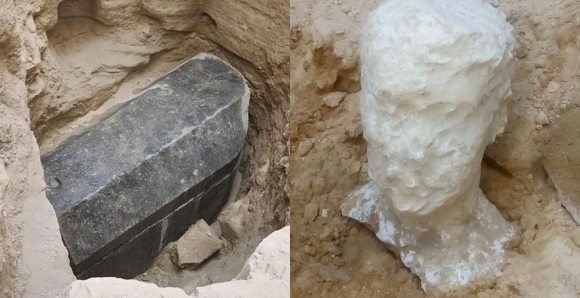 Archaeologists Found A Massive 2000-year-old Black Stone Coffin and a Headstone In Egypt, And The Internet Is Freaking Out