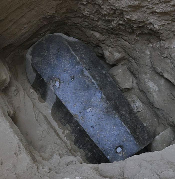 Archaeologists Found A Massive 2000-year-old Black Stone Coffin and a Headstone In Egypt, And The Internet Is Freaking Out