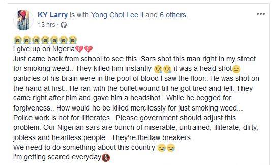 SARS operatives allegedly kill man for smoking weed in Port Harcourt