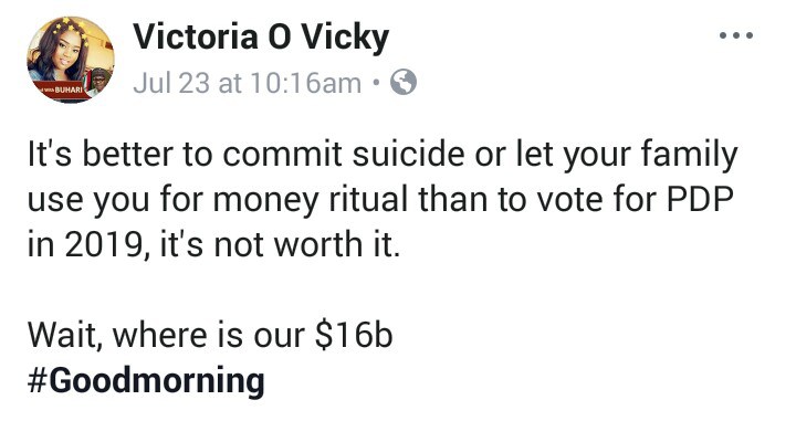 'President Buhari has no free money to give, but he has a better future for all of us' - Lady, says