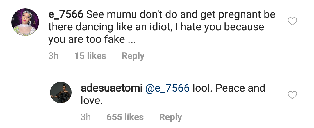 Adesua Etomi preaches love and peace to troll who called her fake