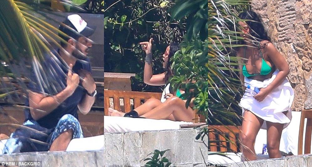 Rihanna having a heated exchange with billionaire boyfriend, Hassan Jameel in Mexico (Photos)