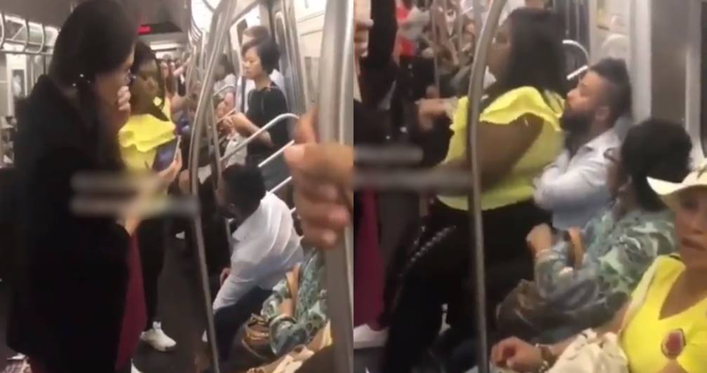 Lady attacks man on a bus for refusing to give up his seat for her (video)