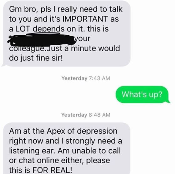 Deyemi Okanlawon shares tips to battle depression after spending 2 hours talking to a colleague who is at the apex of depression